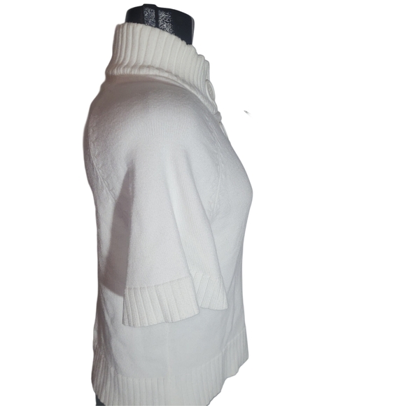 Coco Y Club White Short Sleeve Button-Up Mock Neck Sweater S - Picture 4 of 7